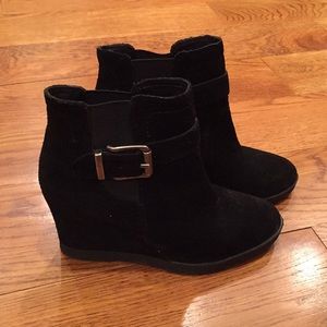 Suede black booties